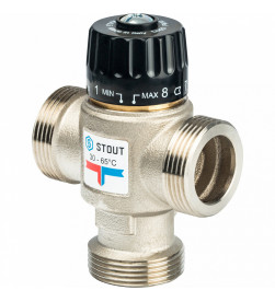Клапан смесительный Stout Stout термостатический для систем отопления и ГВС 1 1/4  НР 30-65С KV 3,5, центральное смешивание, S