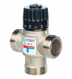 Клапан смесительный Stout Stout термостатический для систем отопления и ГВС 1 НР 35-60С KV 1,6 м3/ч, SVM-0020-166025
