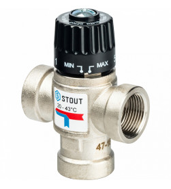 Клапан смесительный Stout Stout термостатический для систем отопления и ГВС 3/4  НР 20-43С KV 1,6 м3/ч, SVM-0020-164320
