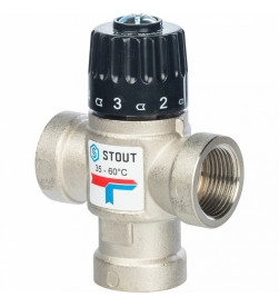 Клапан смесительный Stout Stout термостатический для систем отопления и ГВС 3/4  ВР 35-60С KV 1,6 м3/ч, SVM-0010-166020